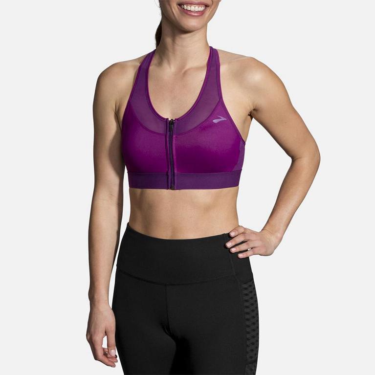 Brooks FastForward Zip Womens Running Bra - Purple - Indonesia (RKAY-03962)